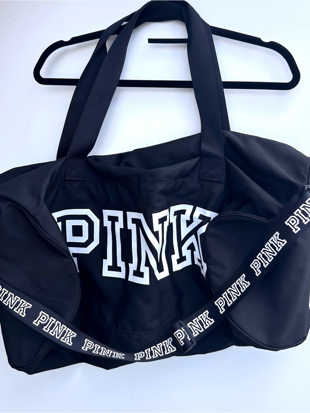 PINK Victoria's Secret Black and White Logo Duffel Bag